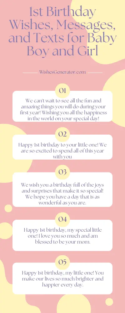 1st Birthday Wishes, Messages, and Texts for Baby Boy and Girl