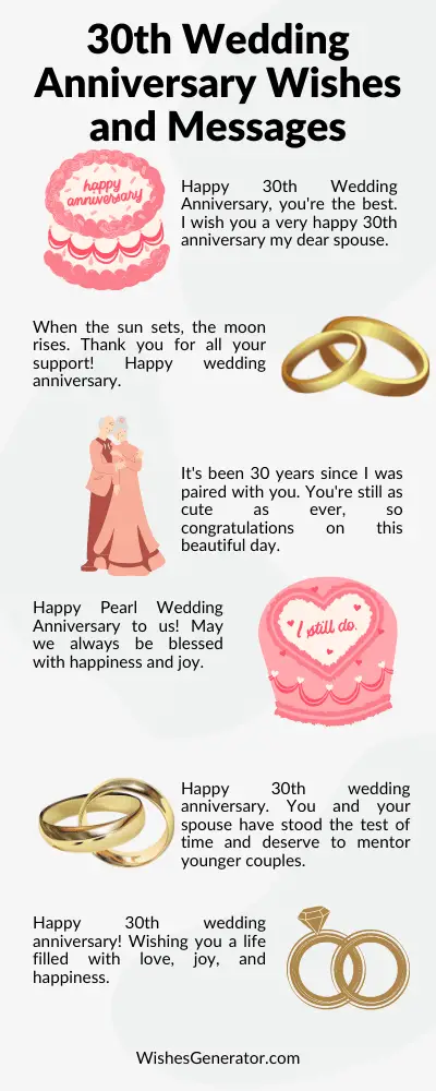 30th Anniversary Wishes and Messages– Pearl Wedding Anniversary