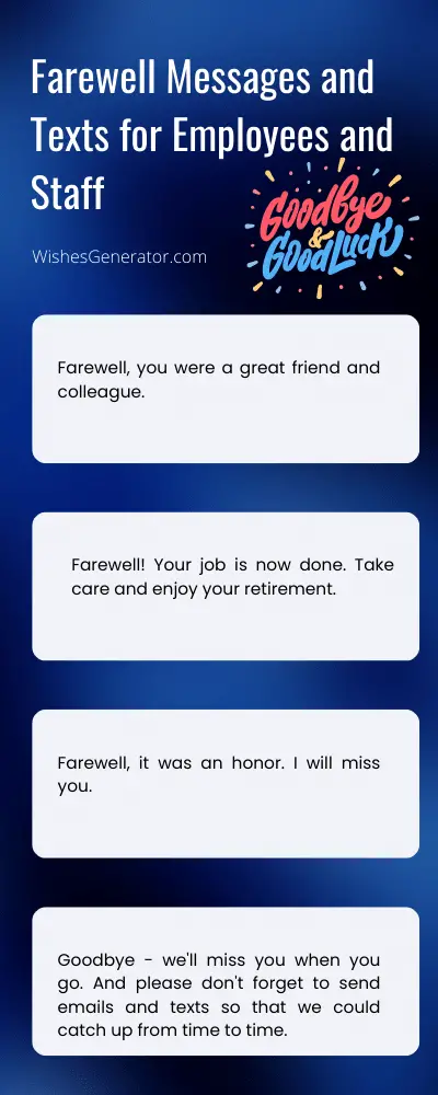 Farewell Messages and Text for Employees and Staff
