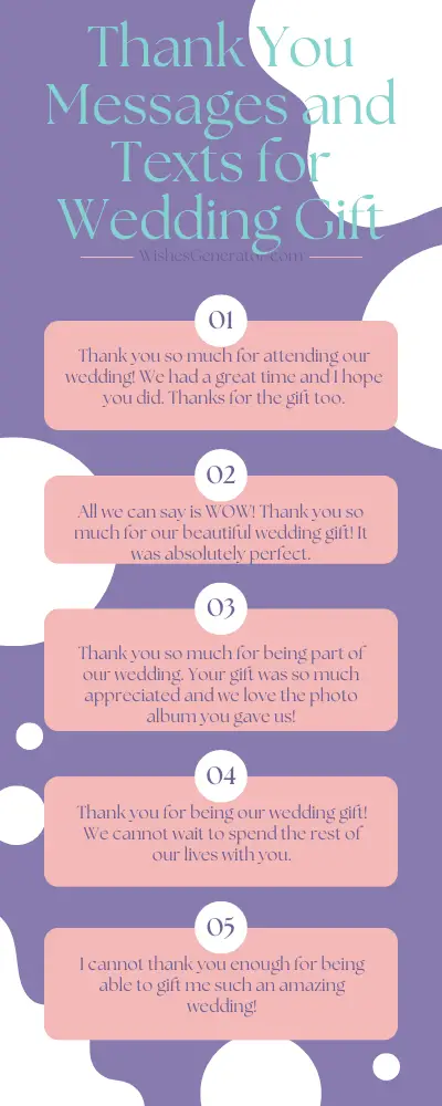 Thank You Messages and Texts for Wedding Gift