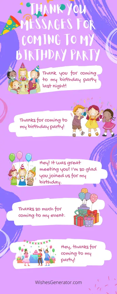 Thank You Messages for Coming to My Birthday Party