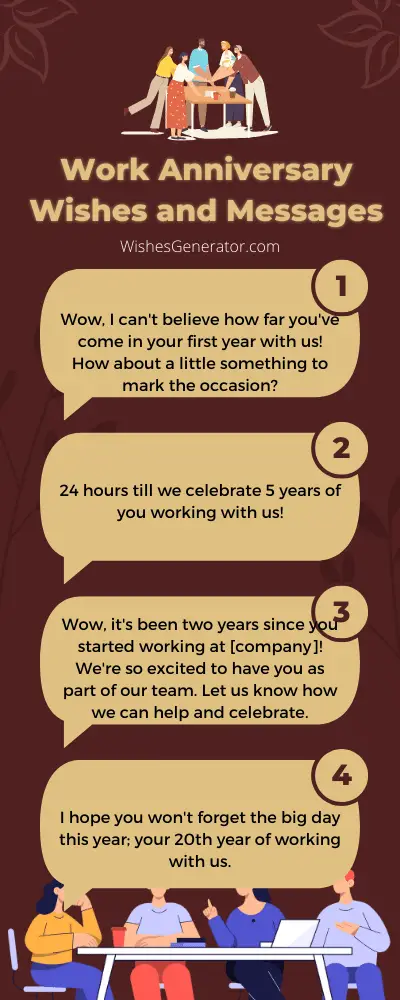 Work Anniversary Wishes and Messages